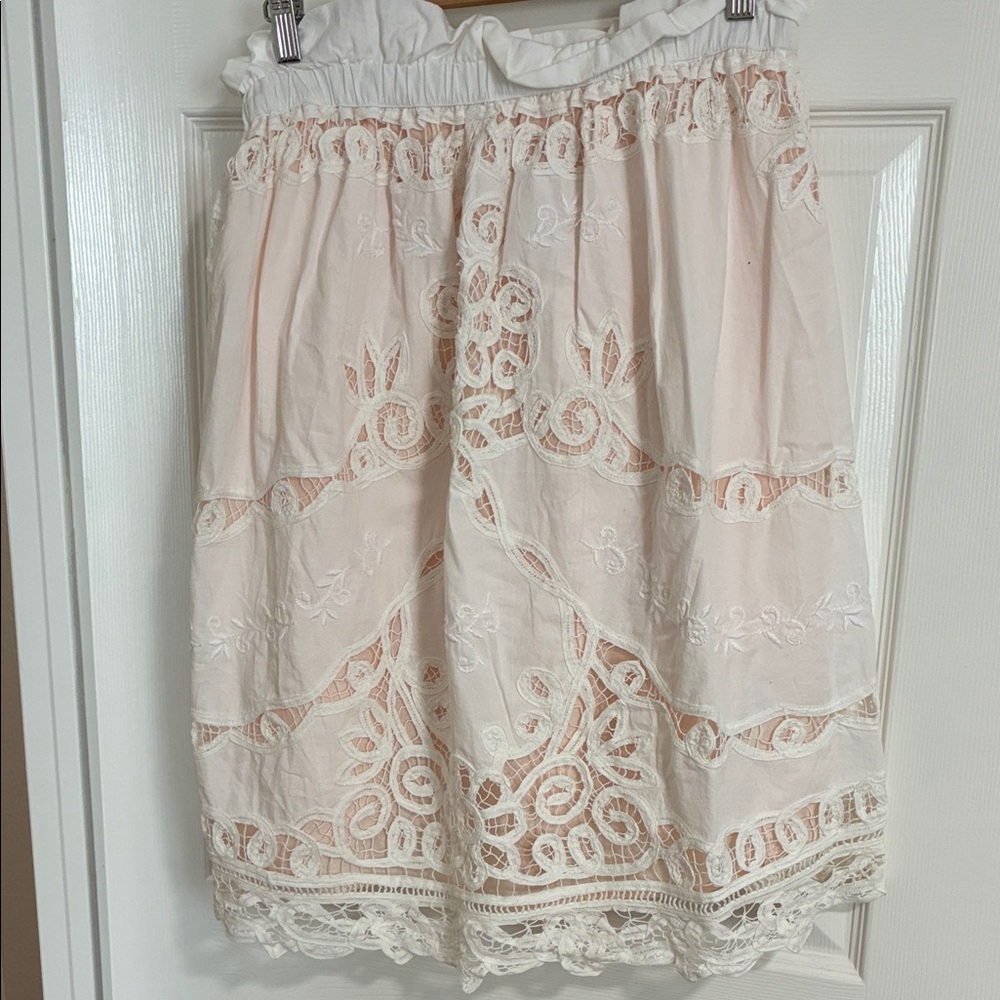 Maeve Light Pink Lace Mini Skirt